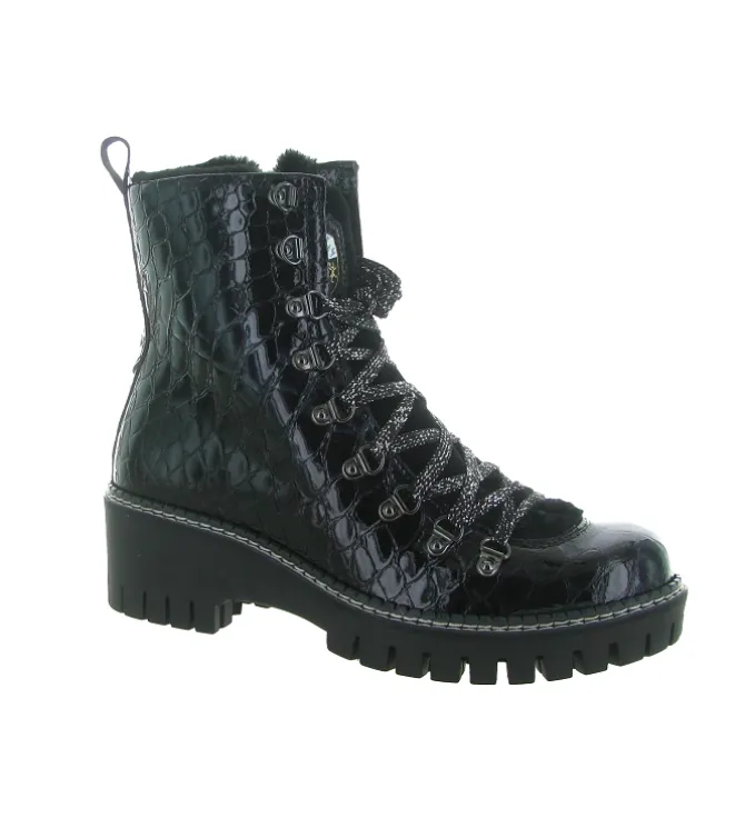 apres ski bottes fourrees - Botte de neige - femme - Cuir Vernis - Noir - New italia shoes