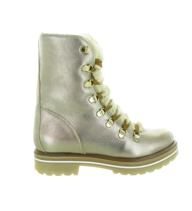 apres ski bottes fourrees - Botte de neige - femme - Cuir - Or - La thuile