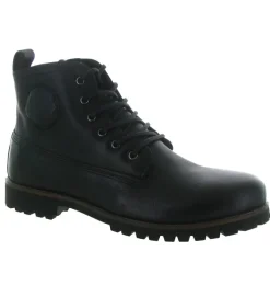 apres ski bottes fourrees - Bottine chaude - homme - Cuir - Noir - Black stone