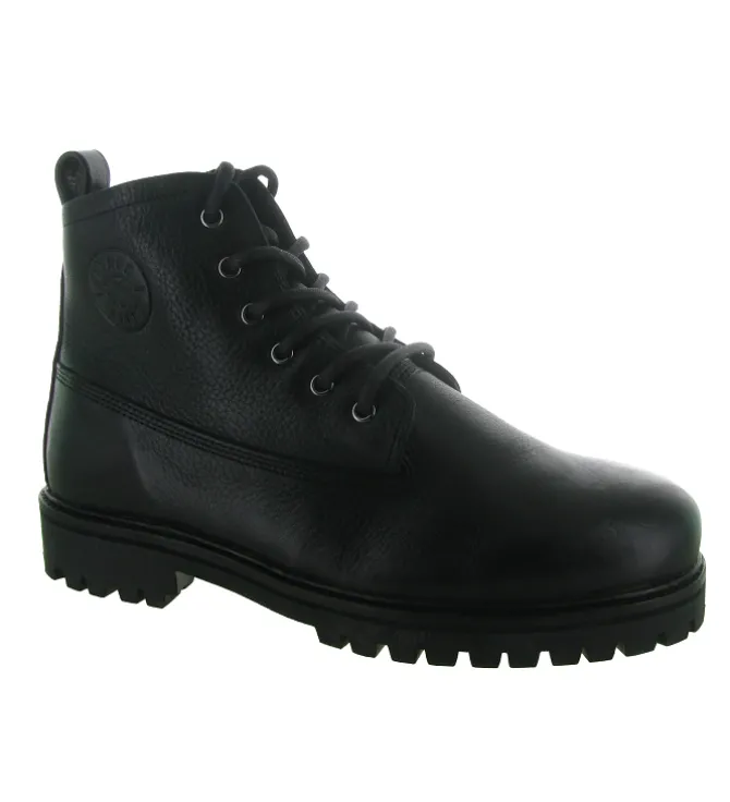 apres ski bottes fourrees - Bottine chaude - homme - Cuir - Noir - Black stone