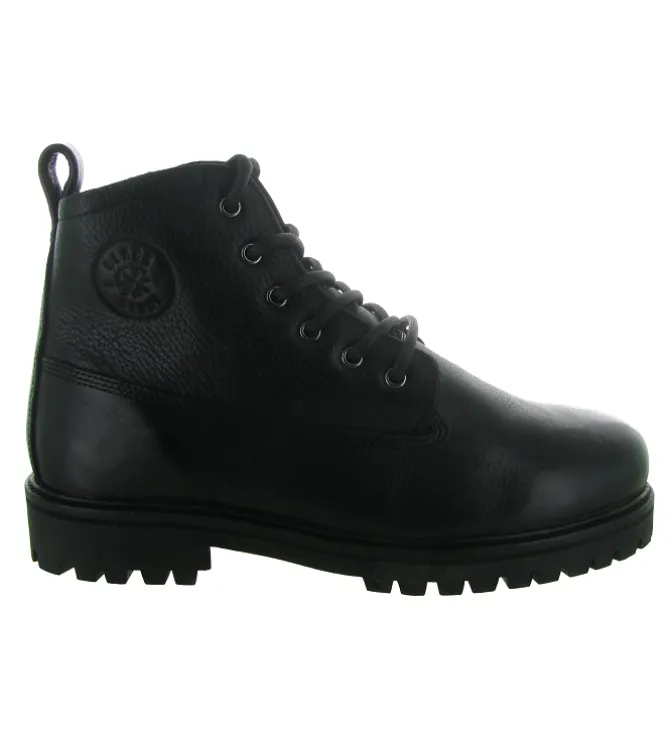 apres ski bottes fourrees - Bottine chaude - homme - Cuir - Noir - Black stone