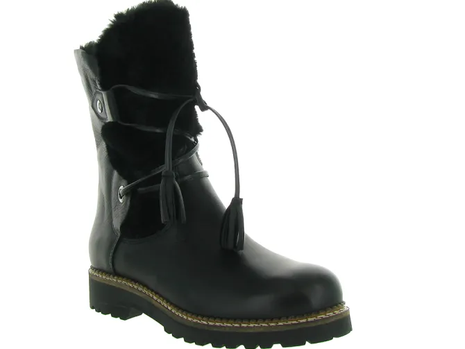 apres ski bottes fourrees - Botte de neige - femme - Cuir - Noir - Armando