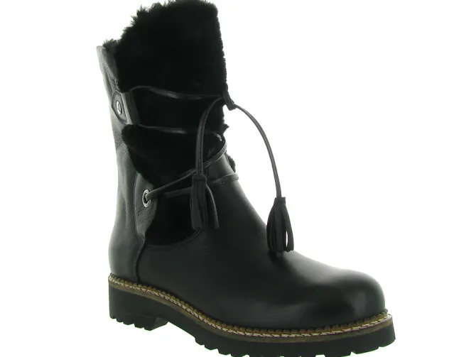 apres ski bottes fourrees - Botte de neige - femme - Cuir - Noir - Armando