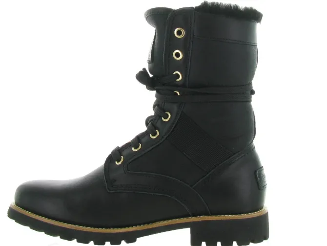 apres ski bottes fourrees - Botte de neige - femme - Cuir - Noir - Panama jack