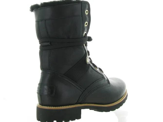 apres ski bottes fourrees - Botte de neige - femme - Cuir - Noir - Panama jack