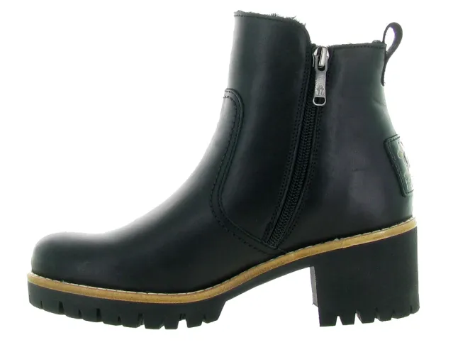 apres ski bottes fourrees - Bottine chaude - femme - Cuir - Noir - Panama jack