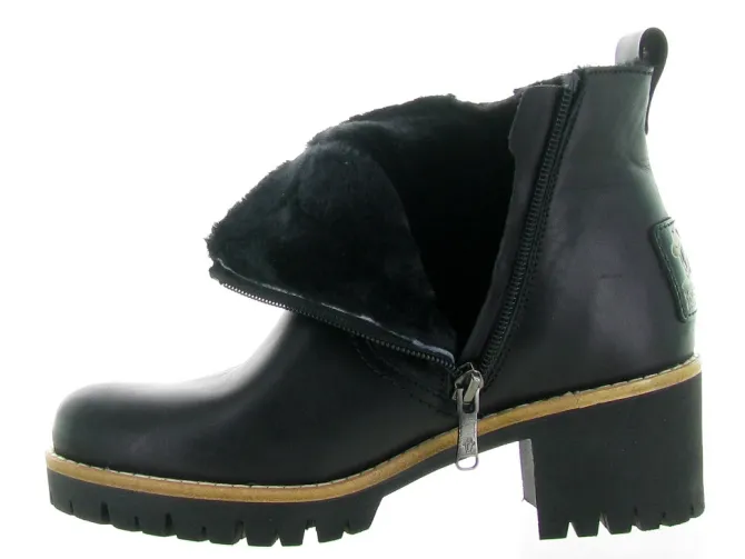 apres ski bottes fourrees - Bottine chaude - femme - Cuir - Noir - Panama jack