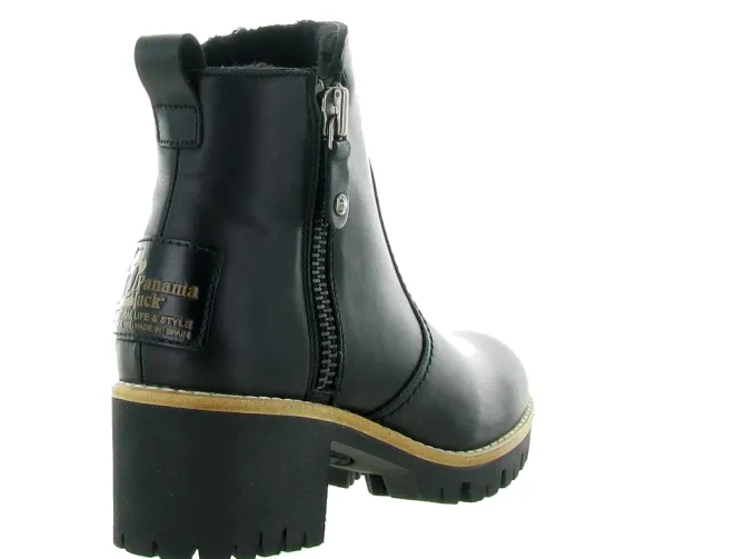 apres ski bottes fourrees - Bottine chaude - femme - Cuir - Noir - Panama jack