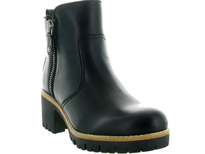 apres ski bottes fourrees - Bottine chaude - femme - Cuir - Noir - Panama jack