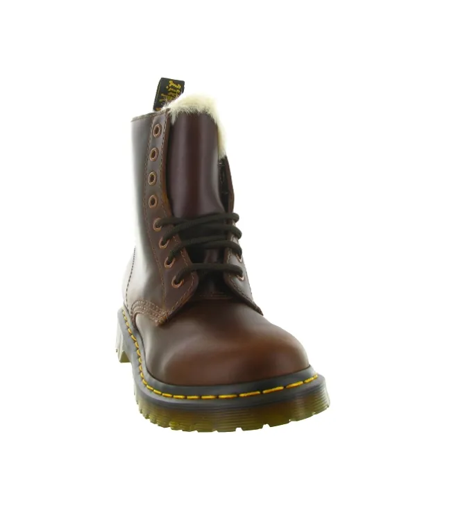 apres ski bottes fourrees - Bottine chaude - femme - Cuir - Marron - Doc martens