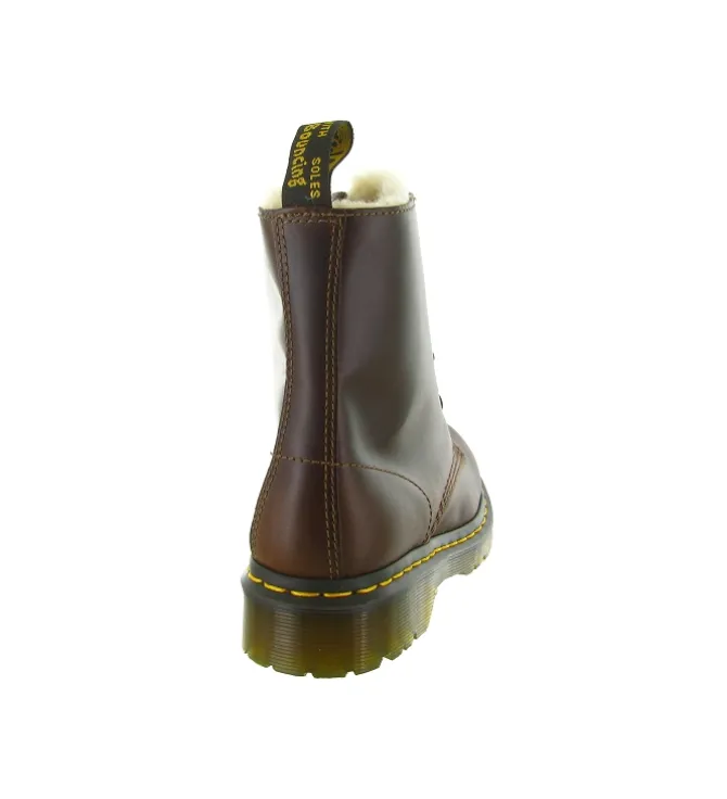 apres ski bottes fourrees - Bottine chaude - femme - Cuir - Marron - Doc martens