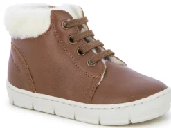apres ski bottes fourrees - Bottes fourrées - bebe garcon - Cuir - Marron - Pom d api