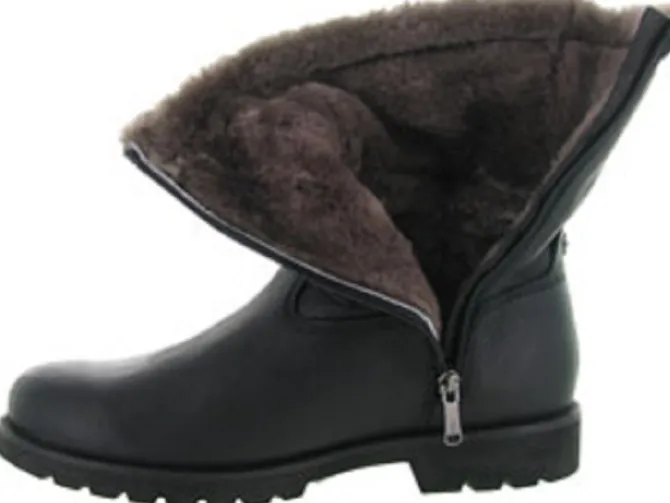 apres ski bottes fourrees - Bottes de neige - homme - Cuir - Noir - Panama jack