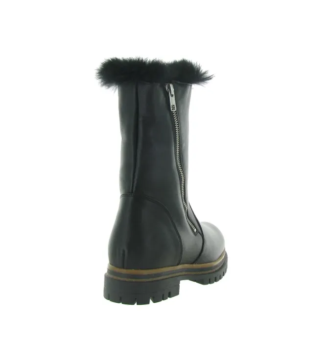 apres ski bottes fourrees - Botte fourrée - femme - Cuir - Noir - La thuile