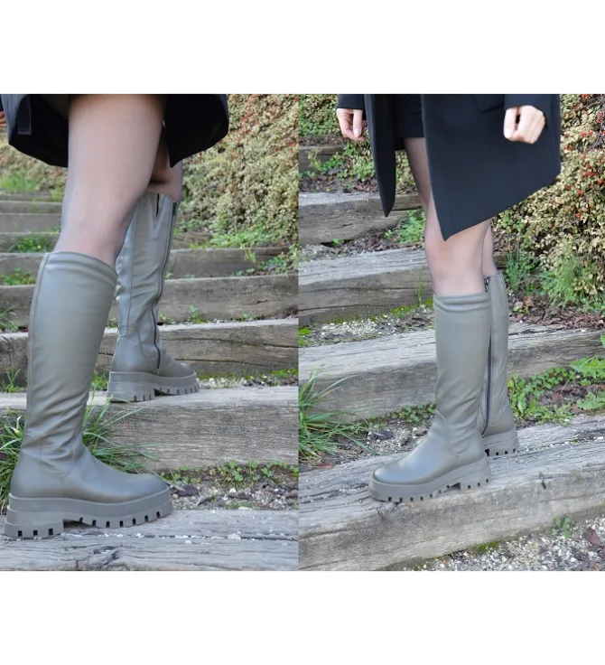 apres ski bottes fourrees - Botte de neige - femme - Cuir - Kaki - Armando