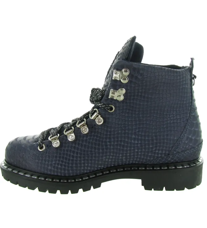 apres ski bottes fourrees - Botte de neige - femme - Cuir - Bleu Marine - New italia shoes