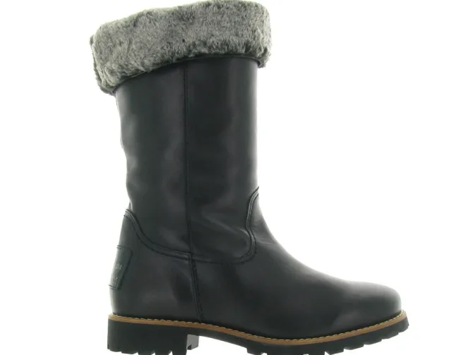 apres ski bottes fourrees - Botte de neige - femme - Cuir - Noir - Panama jack