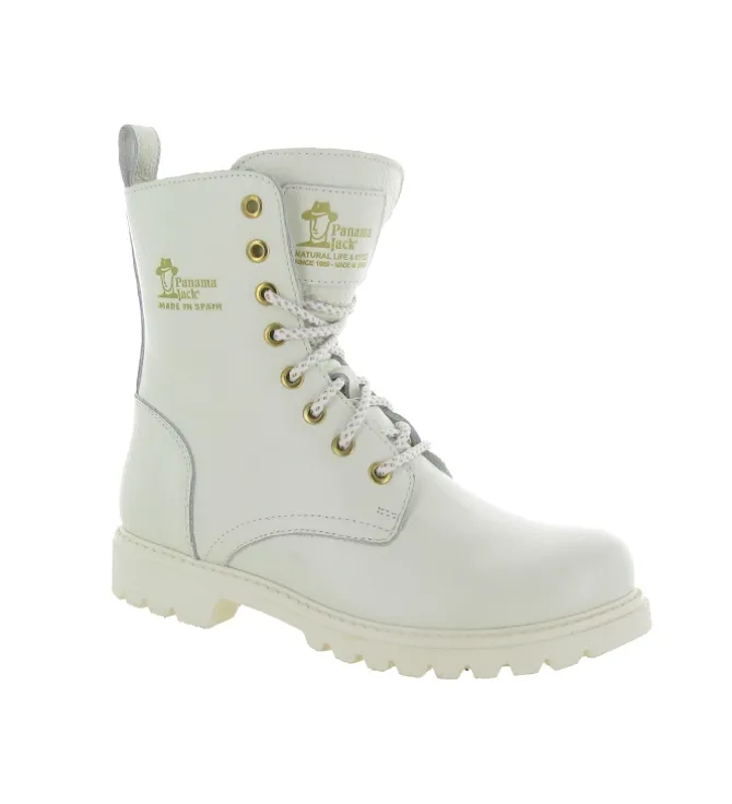 apres ski bottes fourrees - Chaussure neige - femme - Cuir - Blanc - Panama jack