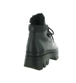 apres ski bottes fourrees - Chaussure neige - femme - Cuir - Noir - Black stone