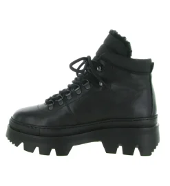 apres ski bottes fourrees - Chaussure neige - femme - Cuir - Noir - Black stone