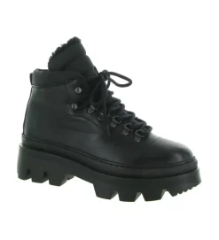 apres ski bottes fourrees - Chaussure neige - femme - Cuir - Noir - Black stone