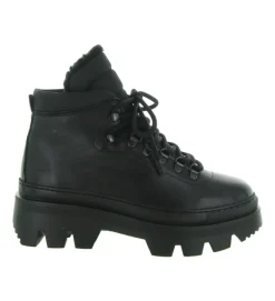 apres ski bottes fourrees - Chaussure neige - femme - Cuir - Noir - Black stone
