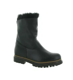 apres ski bottes fourrees - Chaussure neige - femme - Cuir - Noir - La thuile