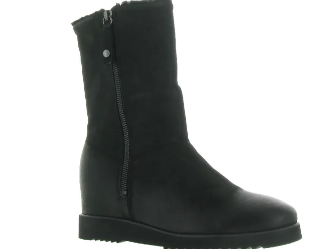 apres ski bottes fourrees - Chaussure neige - femme - Nubuck - Noir - Euroesse