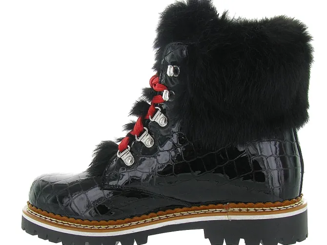 apres ski bottes fourrees - Chaussure neige - femme - Cuir - Noir - La thuile