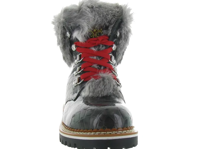apres ski bottes fourrees - Chaussure neige - femme - Cuir - Noir - La thuile