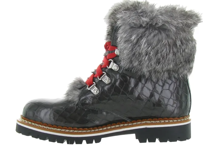 apres ski bottes fourrees - Chaussure neige - femme - Cuir - Noir - La thuile