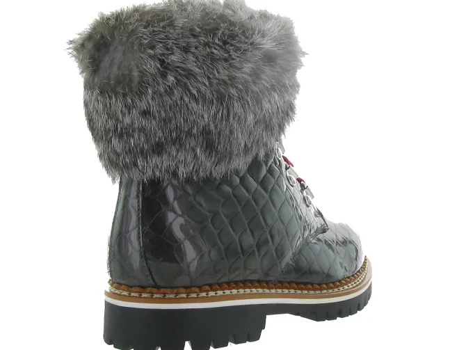apres ski bottes fourrees - Chaussure neige - femme - Cuir - Noir - La thuile