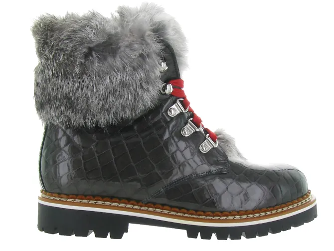 apres ski bottes fourrees - Chaussure neige - femme - Cuir - Noir - La thuile