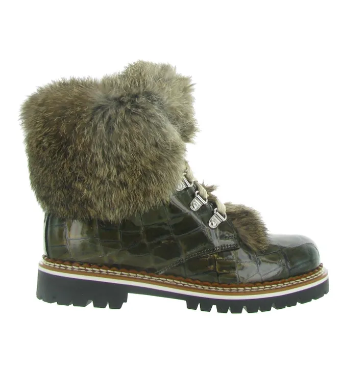 apres ski bottes fourrees - Chaussure neige - femme - Cuir - Bronze - La thuile