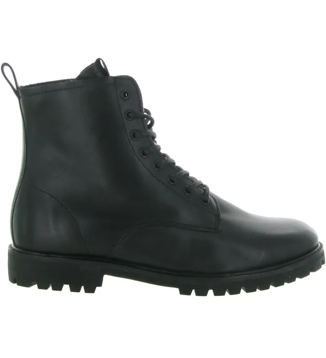 apres ski bottes fourrees - Chaussures neige - homme - Cuir - Noir - Black stone