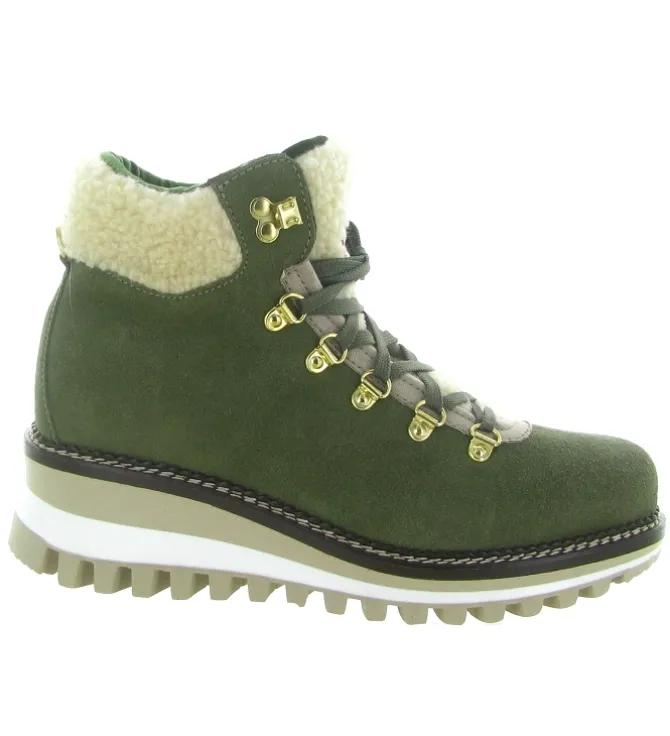 apres ski bottes fourrees - Chaussure neige - femme - Nubuck - Kaki - New italia shoes