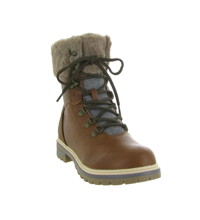apres ski bottes fourrees - Chaussure neige - femme - Synthétique - Marron - Kimberfeel