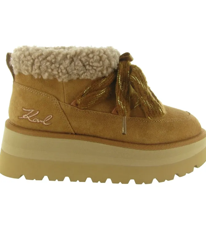 apres ski bottes fourrees - Chaussure neige - femme - Nubuck - Chestnut - Karl lagerfeld