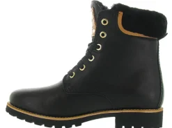 apres ski bottes fourrees - Chaussure neige - femme - Cuir - Noir - Panama jack
