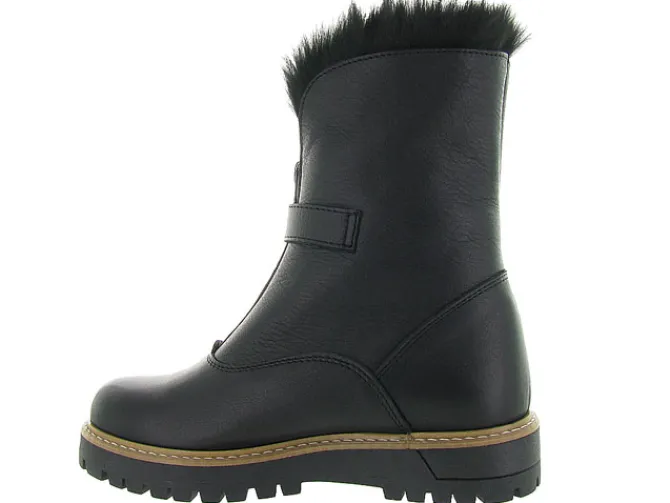 apres ski bottes fourrees - Chaussure neige - femme - Cuir - Noir - La thuile