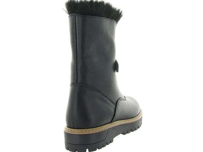 apres ski bottes fourrees - Chaussure neige - femme - Cuir - Noir - La thuile