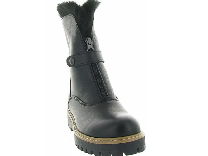 apres ski bottes fourrees - Chaussure neige - femme - Cuir - Noir - La thuile
