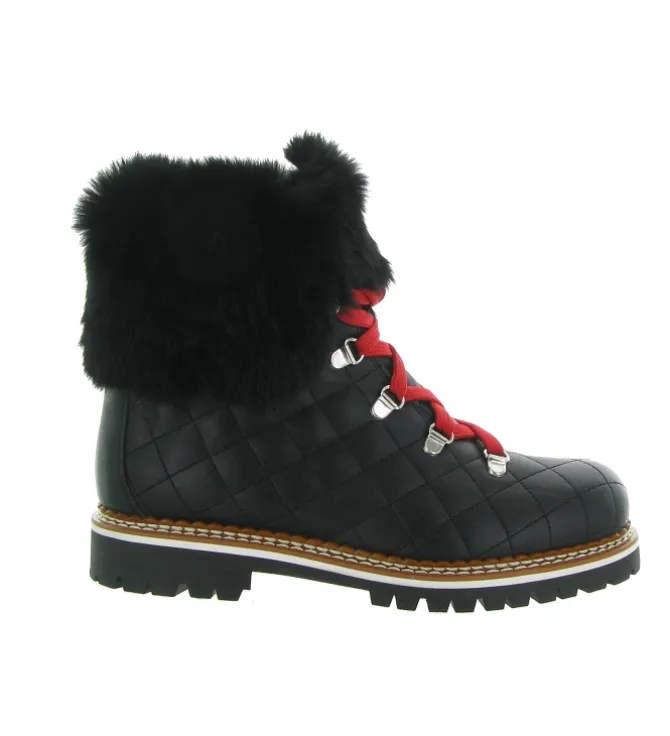 apres ski bottes fourrees - Chaussure neige - femme - Cuir - Noir - La thuile