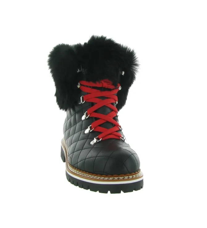 apres ski bottes fourrees - Chaussure neige - femme - Cuir - Noir - La thuile