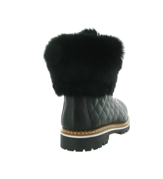 apres ski bottes fourrees - Chaussure neige - femme - Cuir - Noir - La thuile
