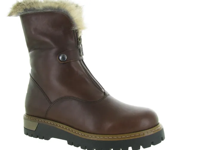 apres ski bottes fourrees - Chaussure neige - femme - Cuir - Marron - La thuile