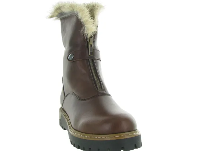 apres ski bottes fourrees - Chaussure neige - femme - Cuir - Marron - La thuile