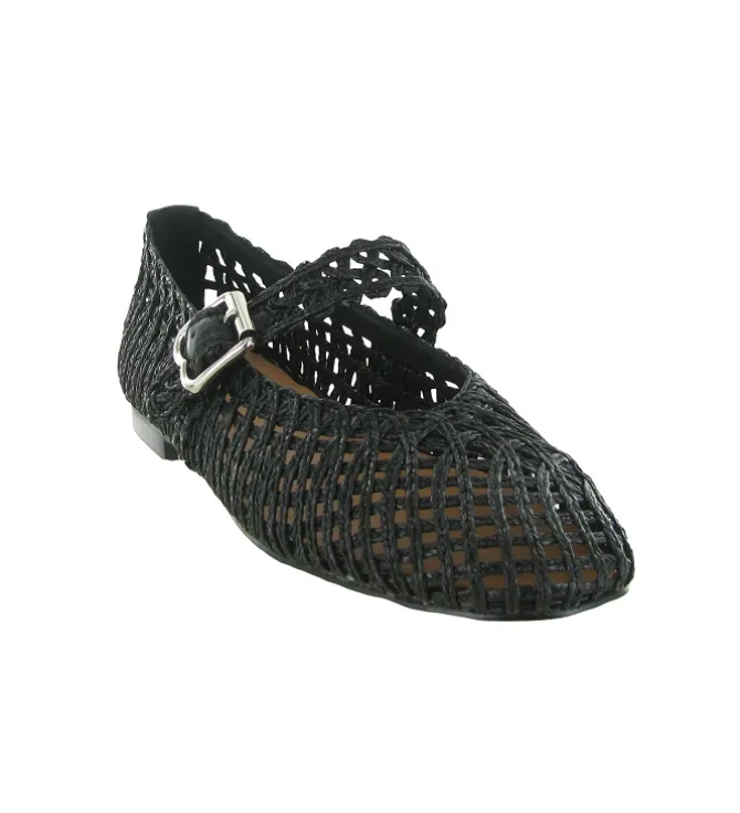 ballerines - Ballerine plate - femme - Raphia - Noir - Bibi lou