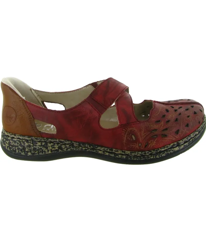 ballerines - Ballerine plate - femme - Cuir - Rouge - Rieker