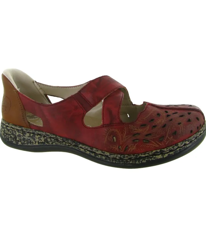 ballerines - Ballerine plate - femme - Cuir - Rouge - Rieker
